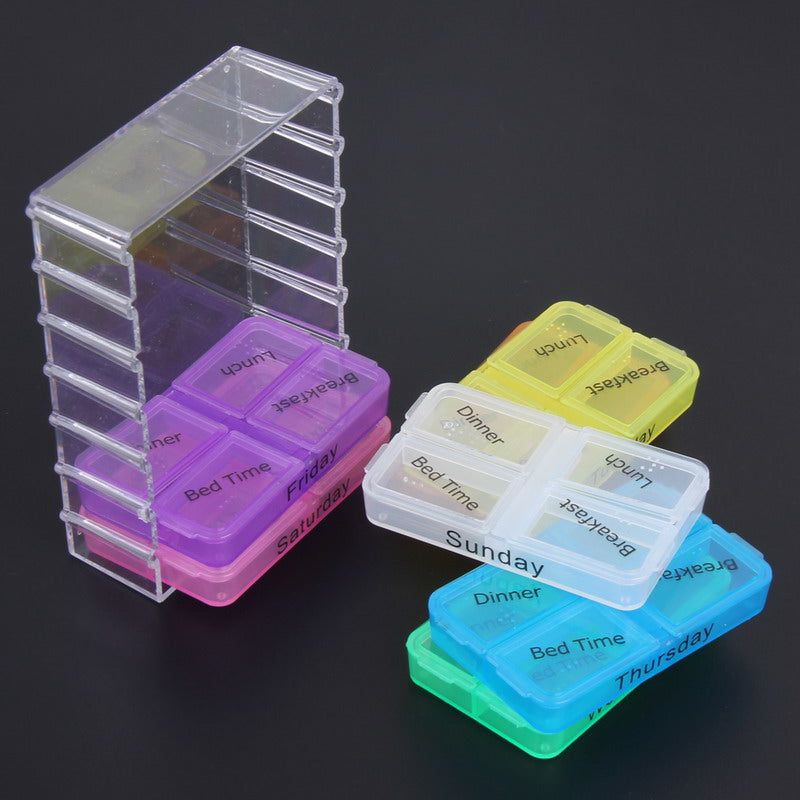 Colorful 7-Day Pill Box Organizer with 4 Slots by HitMyNeed