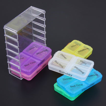 Colorful 7-Day Pill Box Organizer with 4 Slots by HitMyNeed