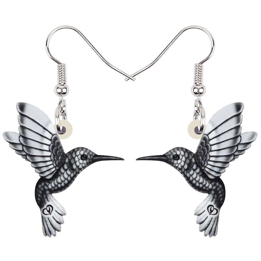 Colorful Acrylic Hummingbird Drop Earrings by HitMyNeed
