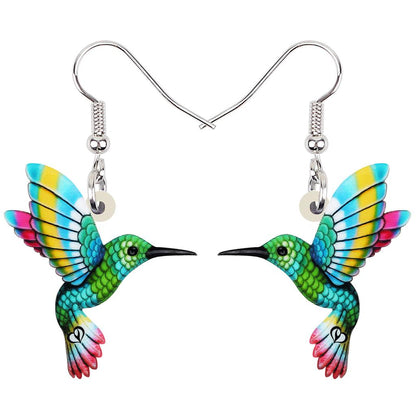 Colorful Acrylic Hummingbird Drop Earrings by HitMyNeed
