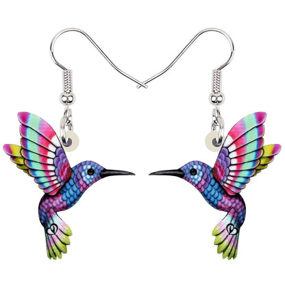 Colorful Acrylic Hummingbird Drop Earrings by HitMyNeed