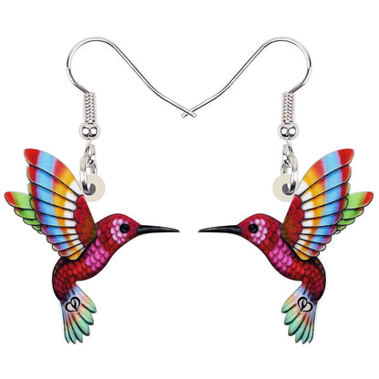 Colorful Acrylic Hummingbird Drop Earrings by HitMyNeed