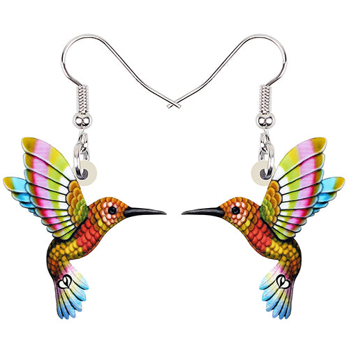 Colorful Acrylic Hummingbird Drop Earrings yellow by HitMyNeed