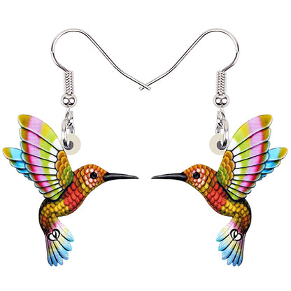 Colorful Acrylic Hummingbird Drop Earrings yellow by HitMyNeed