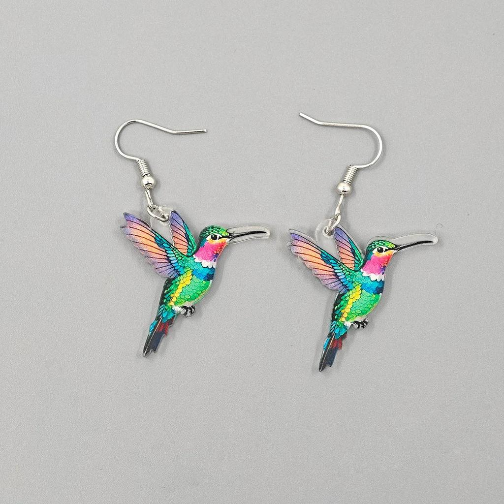 Colorful Bird Acrylic Earrings - Retro Spring Festival Style 2284.0 by HitMyNeed