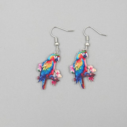 Colorful Bird Acrylic Earrings - Retro Spring Festival Style 2422.0 by HitMyNeed