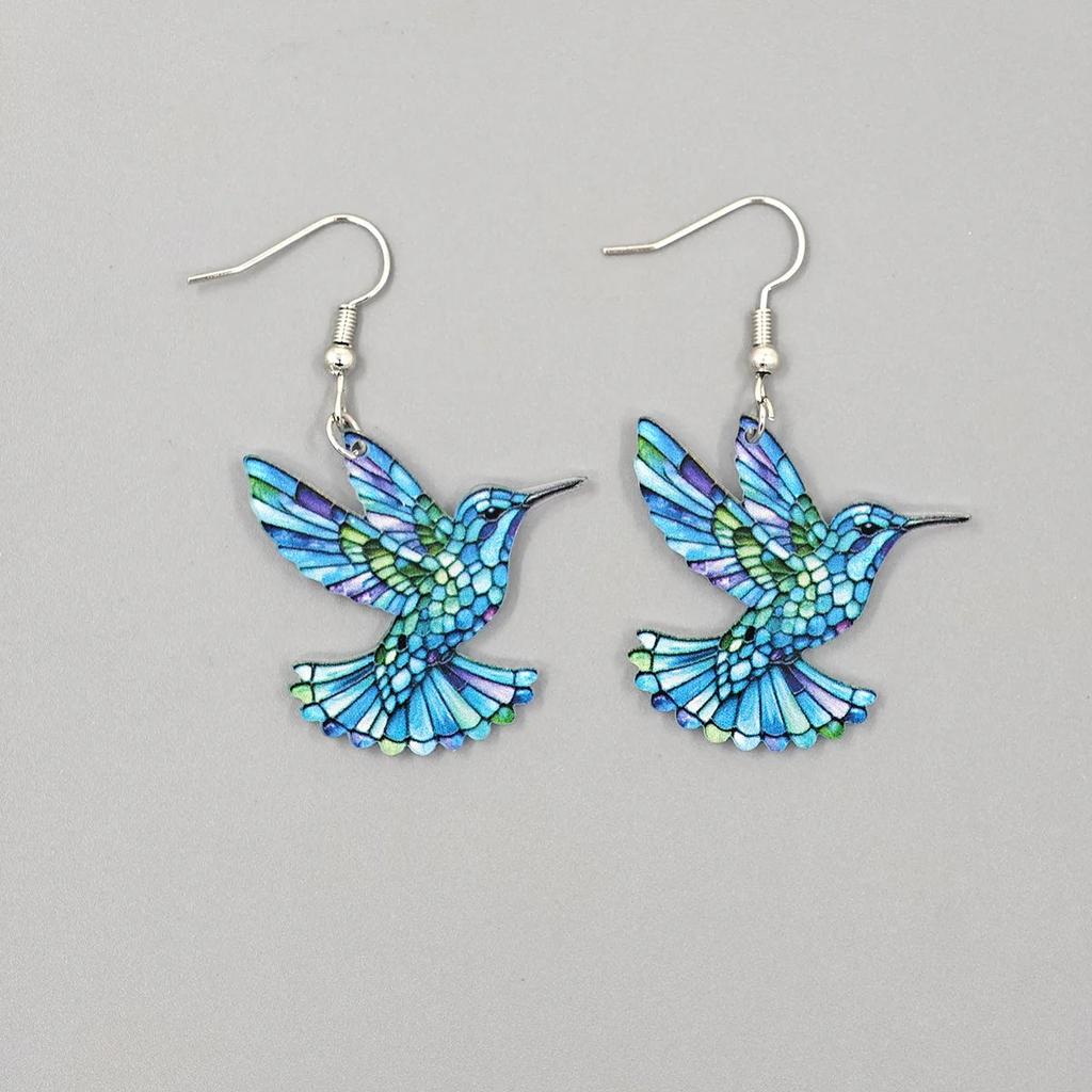 Colorful Bird Acrylic Earrings - Retro Spring Festival Style 2424.0 by HitMyNeed