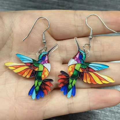 Colorful Bird Acrylic Earrings - Retro Spring Festival Style by HitMyNeed