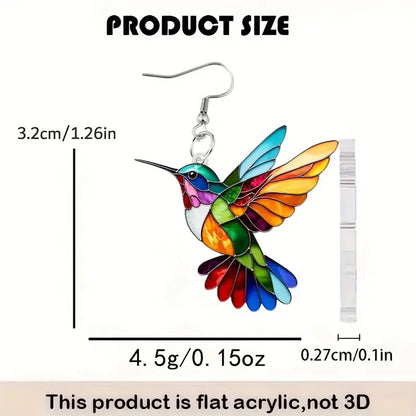 Colorful Bird Acrylic Earrings - Retro Spring Festival Style by HitMyNeed