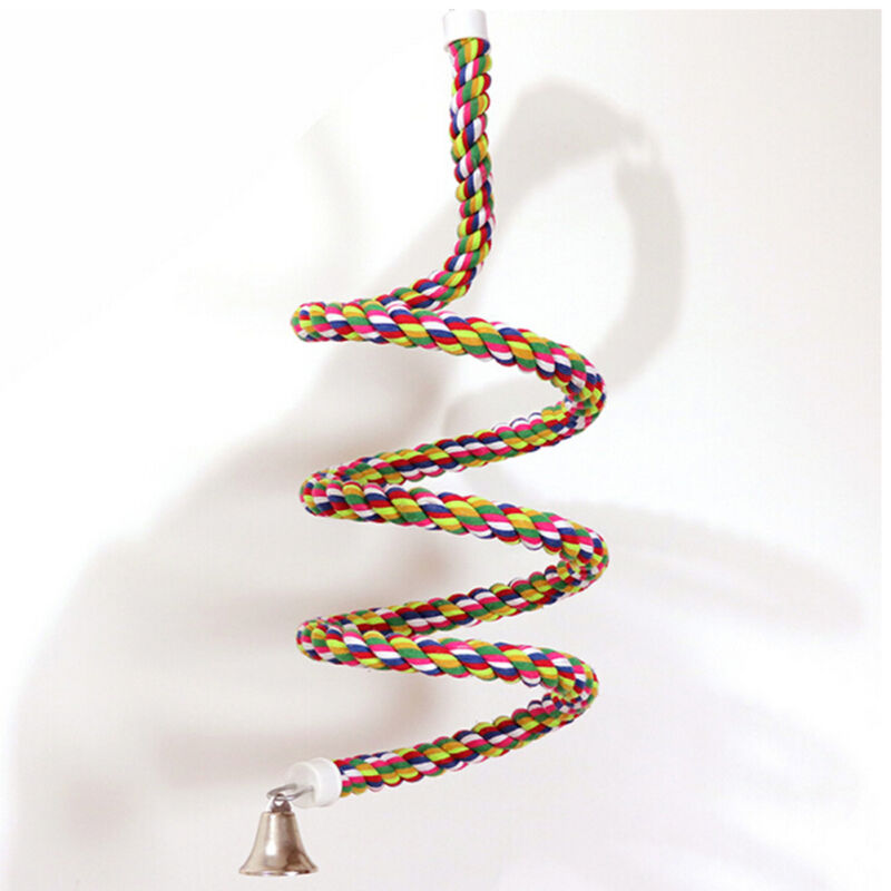 Colorful Bird Perch Rope with Bell, 65 in by HitMyNeed