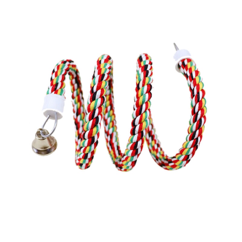 Colorful Bird Perch Rope with Bell, 65 in by HitMyNeed