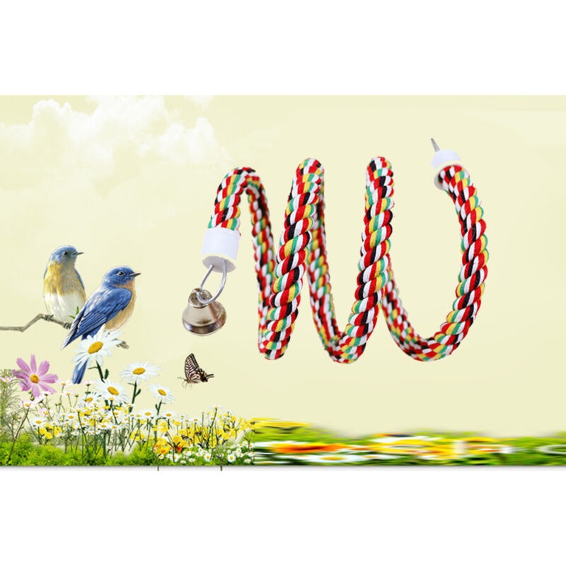 Colorful Bird Perch Rope with Bell, 65 in by HitMyNeed