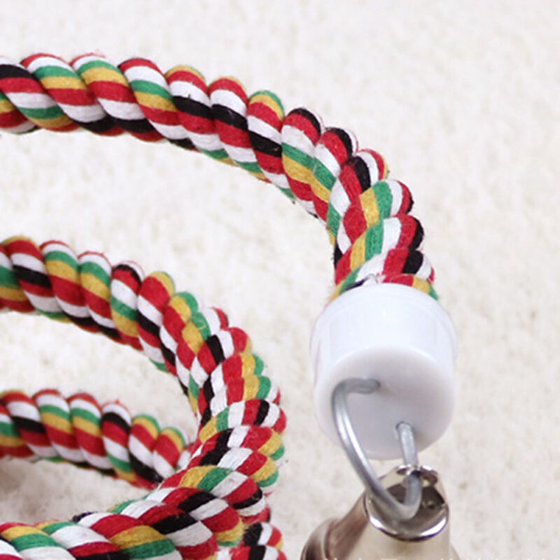 Colorful Bird Perch Rope with Bell, 65 in by HitMyNeed
