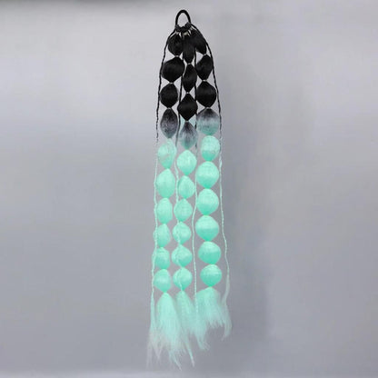 Colorful Bubble Braid Long Synthetic Ponytail black-light-green by HitMyNeed
