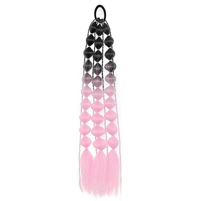 Colorful Bubble Braid Long Synthetic Ponytail black-light-pink by HitMyNeed