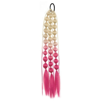 Colorful Bubble Braid Long Synthetic Ponytail blonde-hot-pink by HitMyNeed