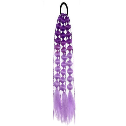 Colorful Bubble Braid Long Synthetic Ponytail dark-purple-l-purple by HitMyNeed