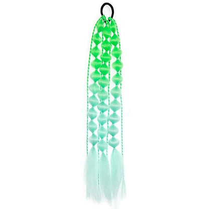Colorful Bubble Braid Long Synthetic Ponytail green-light-blue by HitMyNeed