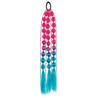 Colorful Bubble Braid Long Synthetic Ponytail hot-pink-lake-blue by HitMyNeed