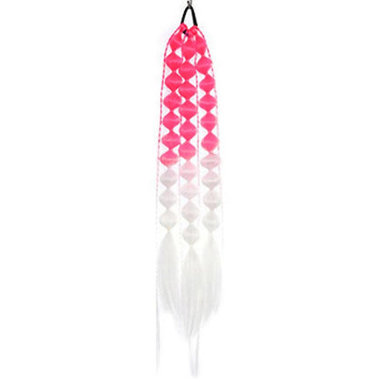 Colorful Bubble Braid Long Synthetic Ponytail hot-pink-white by HitMyNeed