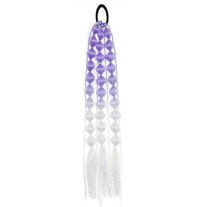 Colorful Bubble Braid Long Synthetic Ponytail light-purple-white by HitMyNeed