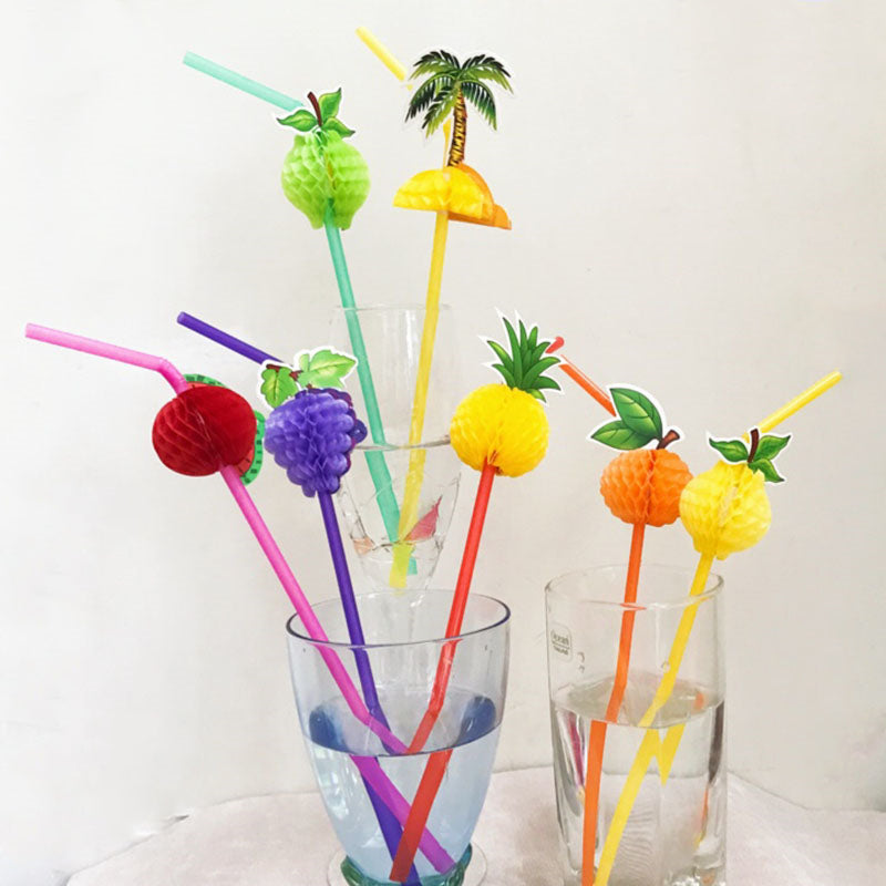 Colorful Cocktail Fruit Straws 50 Pack by HitMyNeed