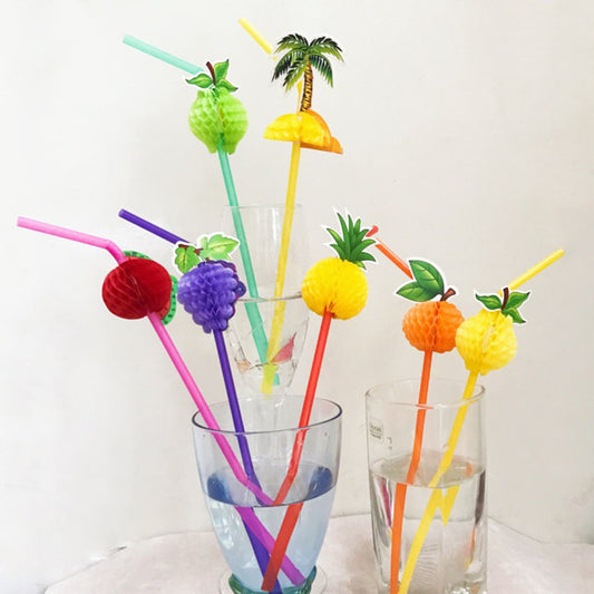 Colorful Cocktail Fruit Straws 50 Pack by HitMyNeed