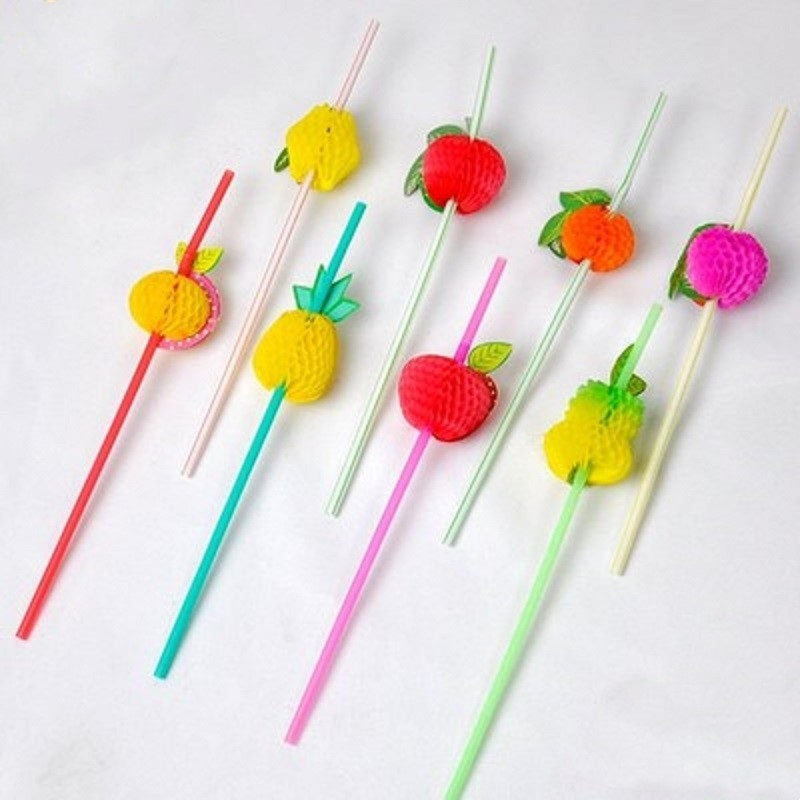 Colorful Cocktail Fruit Straws 50 Pack by HitMyNeed