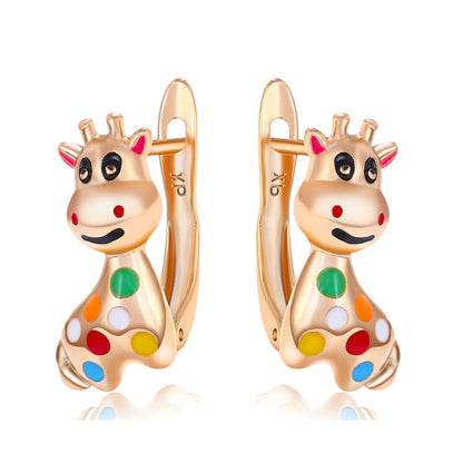 Colorful Copper Giraffe Stud Earrings for Women by HitMyNeed