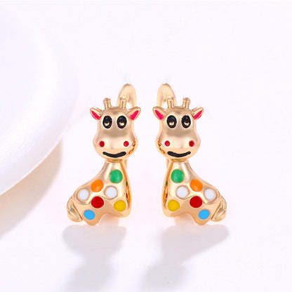 Colorful Copper Giraffe Stud Earrings for Women by HitMyNeed