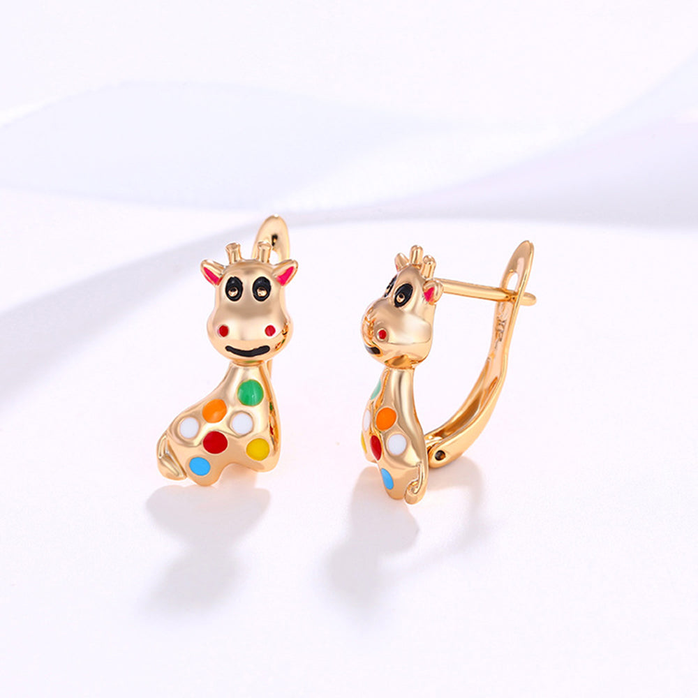 Colorful Copper Giraffe Stud Earrings for Women by HitMyNeed