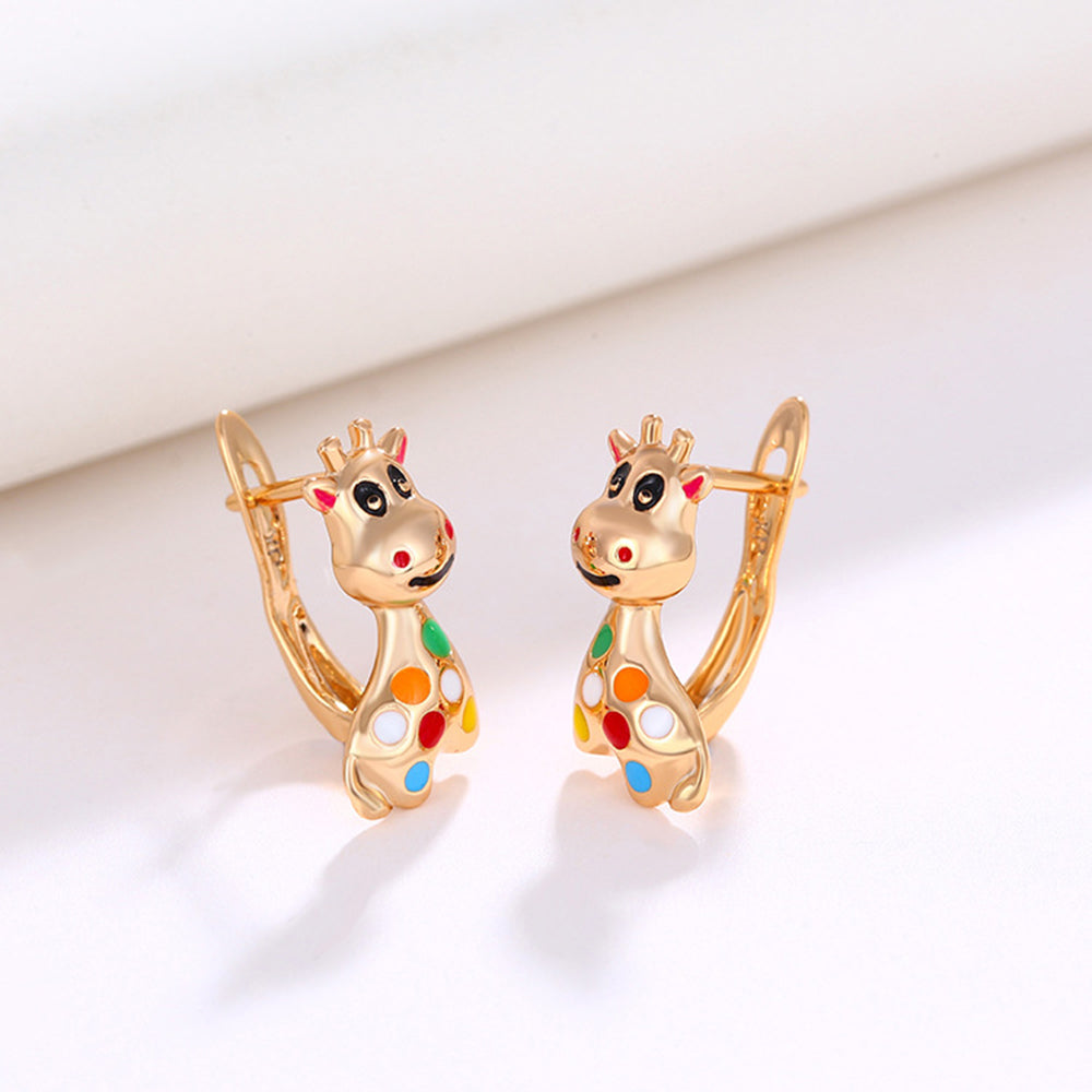 Colorful Copper Giraffe Stud Earrings for Women by HitMyNeed