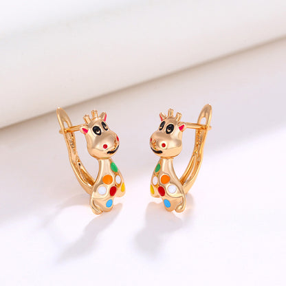 Colorful Copper Giraffe Stud Earrings for Women by HitMyNeed