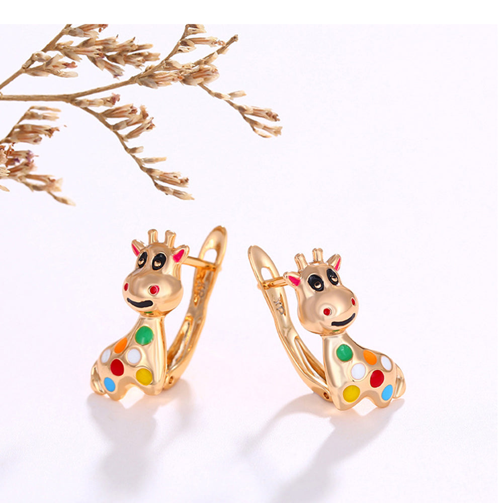 Colorful Copper Giraffe Stud Earrings for Women by HitMyNeed