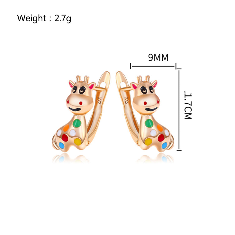 Colorful Copper Giraffe Stud Earrings for Women by HitMyNeed