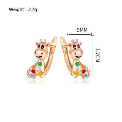 Colorful Copper Giraffe Stud Earrings for Women by HitMyNeed