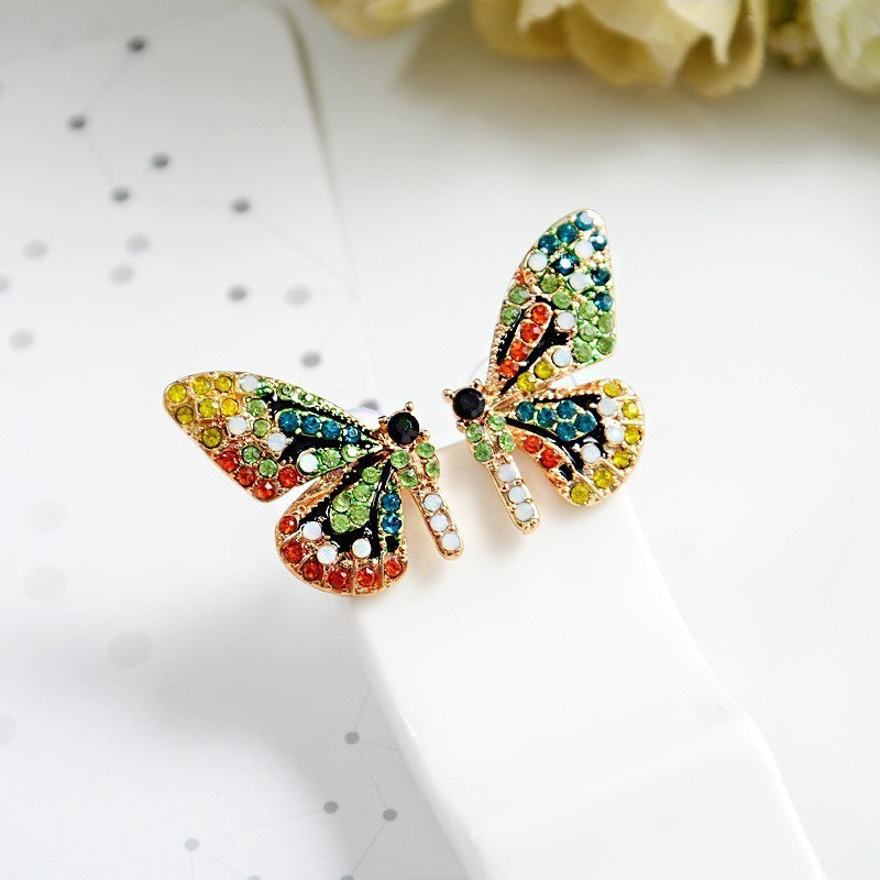 Colorful Crystal Butterfly Stud Earrings (1 Pair) by HitMyNeed