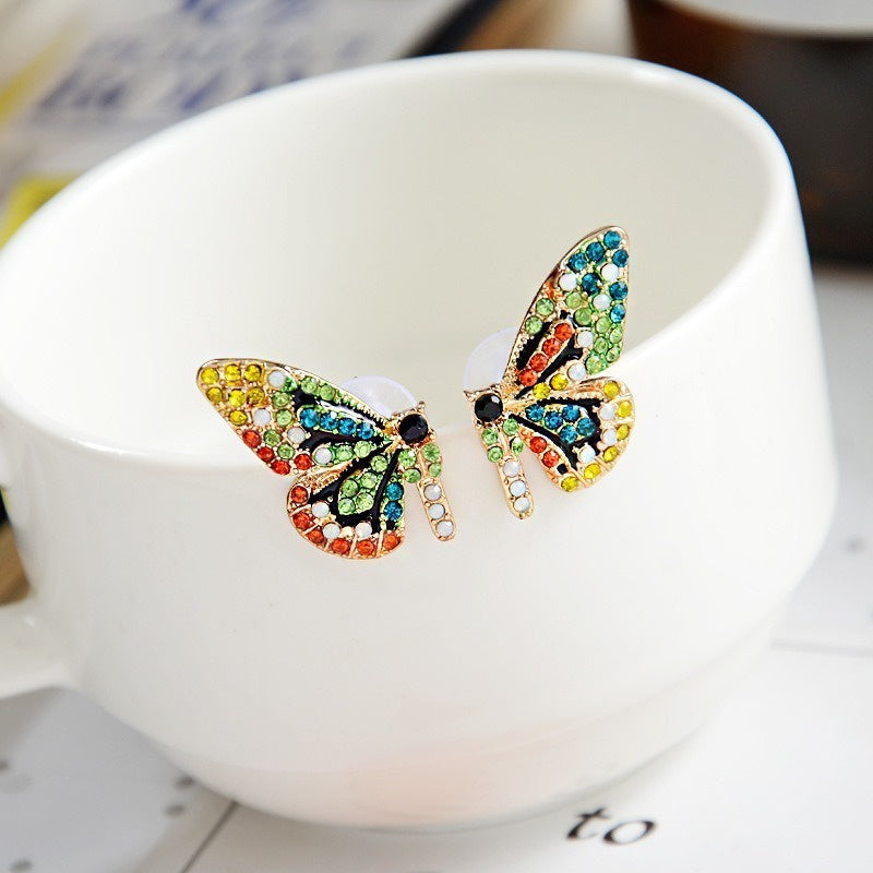 Colorful Crystal Butterfly Stud Earrings (1 Pair) by HitMyNeed