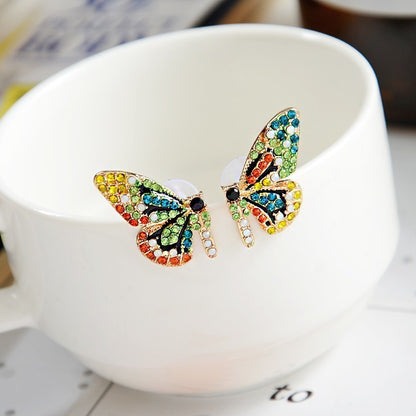 Colorful Crystal Butterfly Stud Earrings (1 Pair) by HitMyNeed