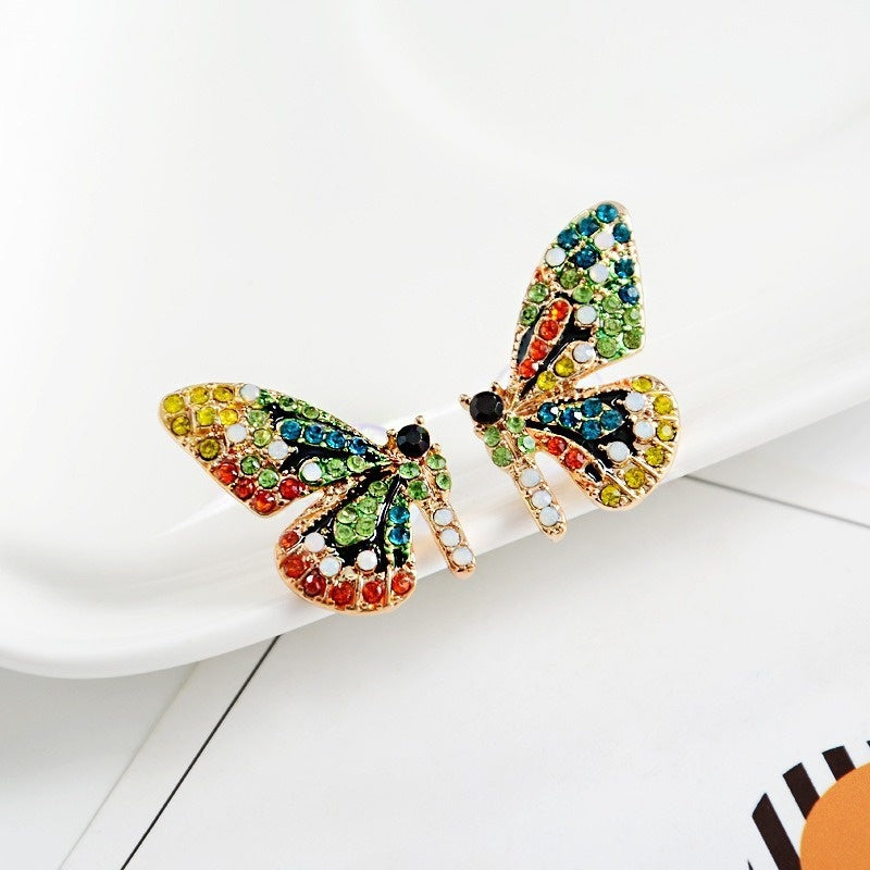 Colorful Crystal Butterfly Stud Earrings (1 Pair) by HitMyNeed