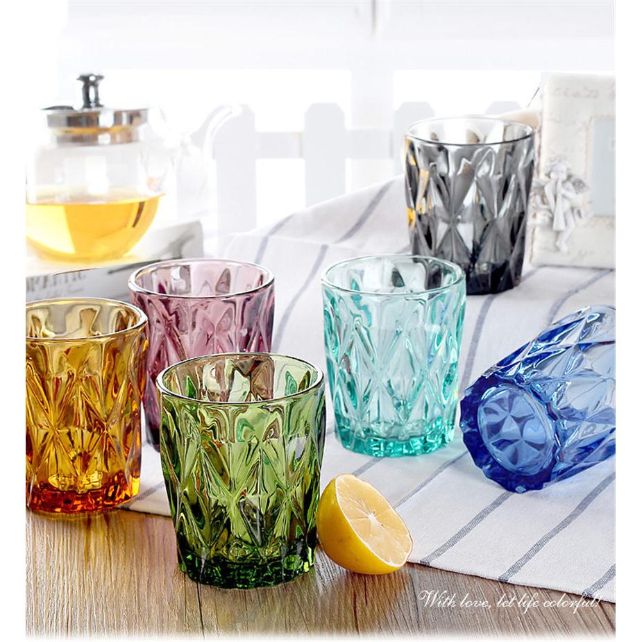 Colorful Crystal Pattern Drinking Glasses Set of 4 by HitMyNeed