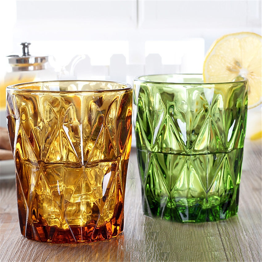 Colorful Crystal Pattern Drinking Glasses Set of 4 by HitMyNeed