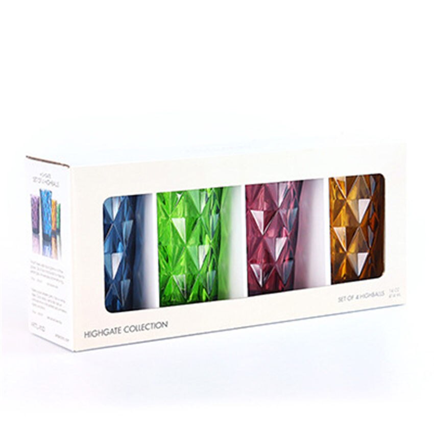 Colorful Crystal Pattern Drinking Glasses Set of 4 by HitMyNeed