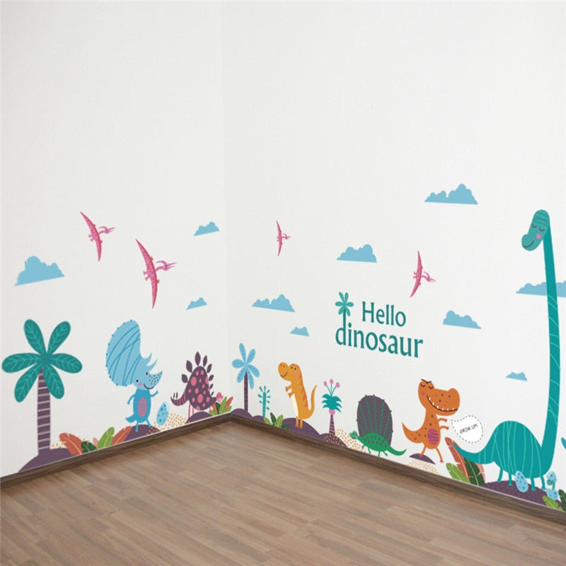 Colorful Dinosaur Wall Decal for Kids Rooms by HitMyNeed