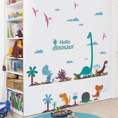 Colorful Dinosaur Wall Decal for Kids Rooms by HitMyNeed