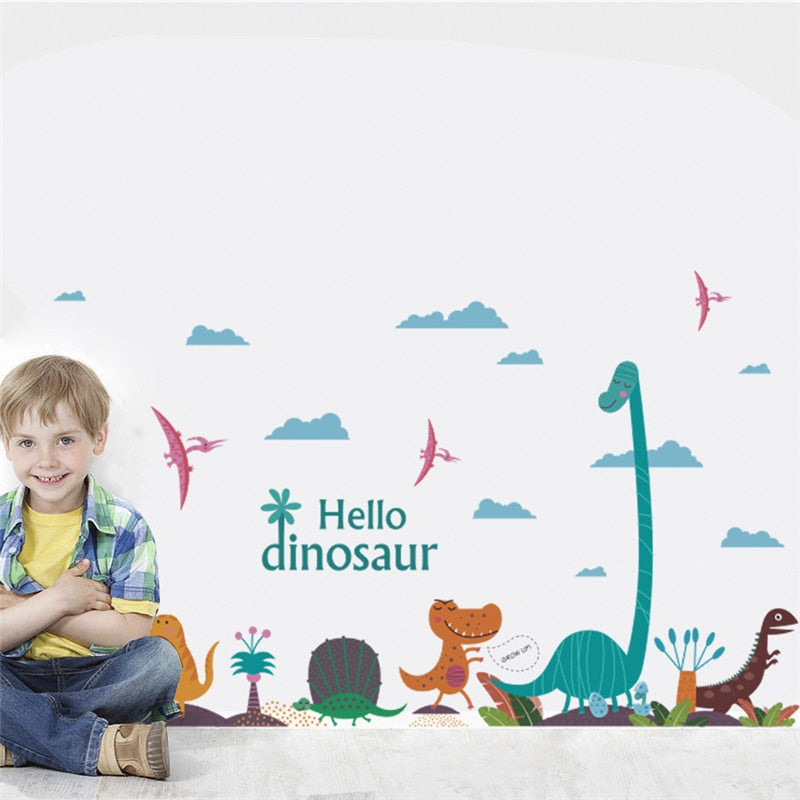 Colorful Dinosaur Wall Decal for Kids Rooms by HitMyNeed