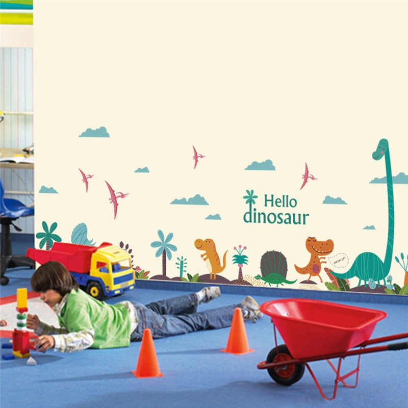 Colorful Dinosaur Wall Decal for Kids Rooms by HitMyNeed