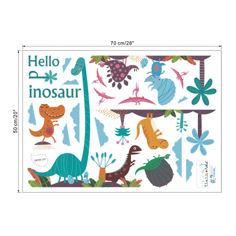 Colorful Dinosaur Wall Decal for Kids Rooms by HitMyNeed