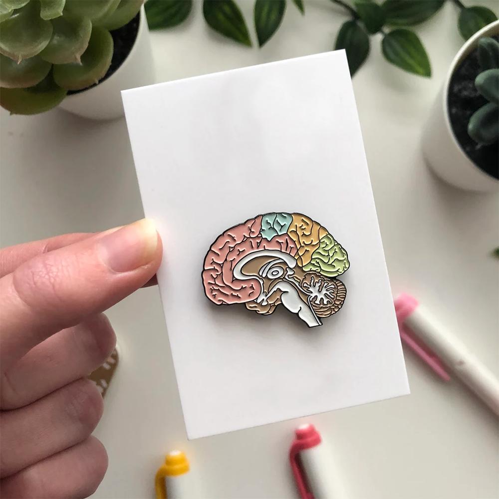 Colorful Enamel Brain Pin Badge by HitMyNeed