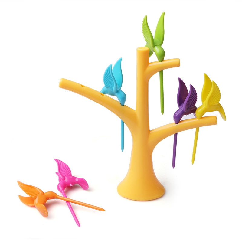 Colorful Fruit Picker Fork Set with Holder Stand by HitMyNeed